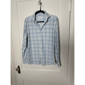 Porter & Ash Kinetic Stretch Dress Shirt Blue Gingham Plaid Performance Men’s M